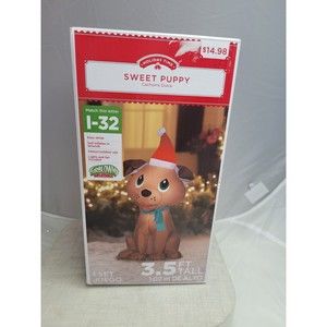 Gemmy 3.5' Airblown Christmas Lighted Sweet Puppy Hounddog Inflatable Yard Decor